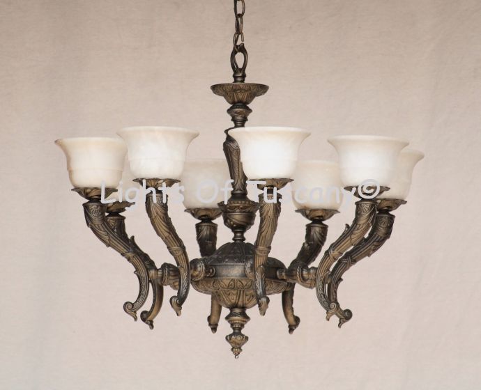 4265-8 Classic European Cast Brass Vintage Chandelier