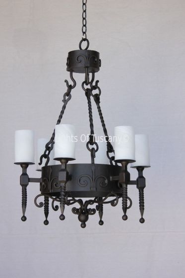 1055-6GL Spanish Style Wrought Iron Chandelier