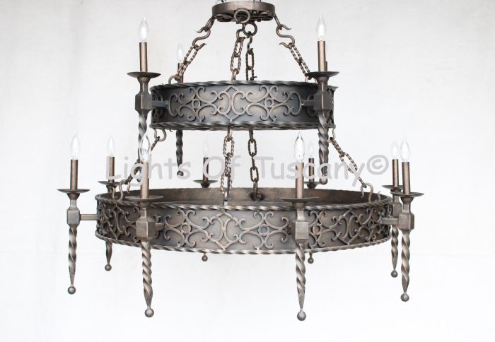 Spanish Revival Chandelier, 2 Tier Chandelier, Flush Mount Chandelier, Short Ceiling Chandelier, Large chandelier, wrought iron chandelier, Tuscan Chandelier, Iron Scroll Chandelier, Vintage Chandelier, Spanish Chandelier, Round Chandelier, Linear Chandel