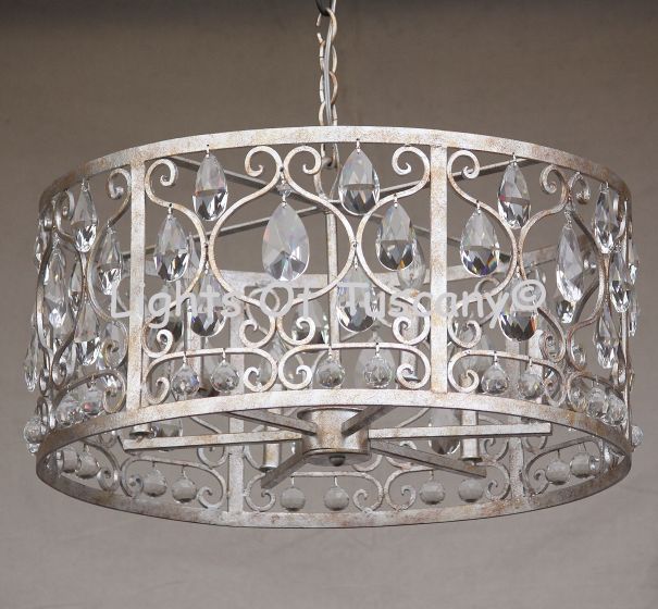 8038-6 Crystal Contemporary Wrought Iron Chandelier