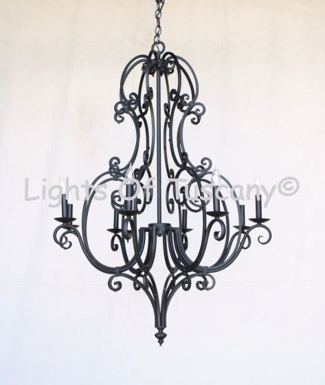 Classic Wrought Iron Chandelier, Country Italian Iron Chandelier, Mediterranean Style Chandelier, Transitional Iron Chandelier, Entryway Chandelier, Scroll Design Chandelier, Tall Chandelier, Black Iron Chandelier, Bronze Chandelier, LED chandelier, cande
