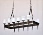 1078-12GL Rustic Spanish Iron Linear Chandelier with Glass Candles