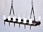 1078-12GL Rustic Spanish Iron Linear Chandelier with Glass Candles
