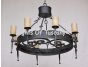 1936-8 Old World Spanish Wrought Iron Chandelier with Glass Candles
