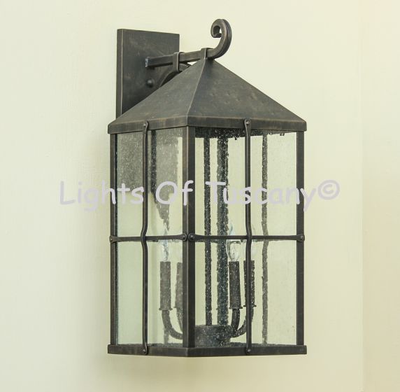 Spanish-Contemporary Lantern Wrought Iron Exterior Lighting 7000-4