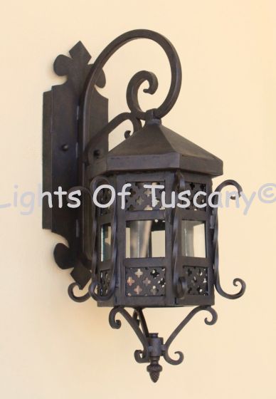 7029-1 Spanish Outdoor Iron Wall Lantern