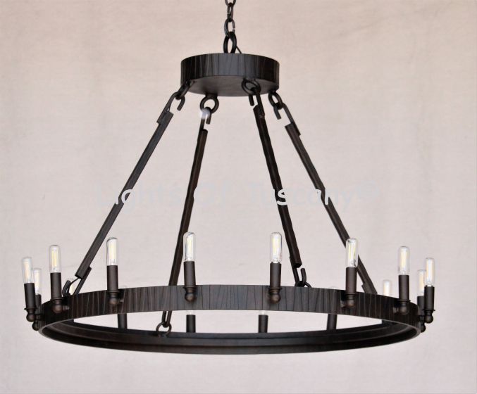 2397-16SH Contemporary Wrought Iron Wagon Wheel Chandelier