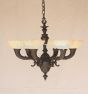 4243-6ALB European Cast Brass Chandelier with Genuine Stone Shades