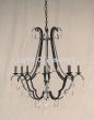 3501-6 Wrought Iron Crystal Chandelier