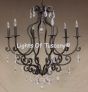 3550-6 Mediterranean - Tuscan  Style Wrought Iron Crystal Chandelier