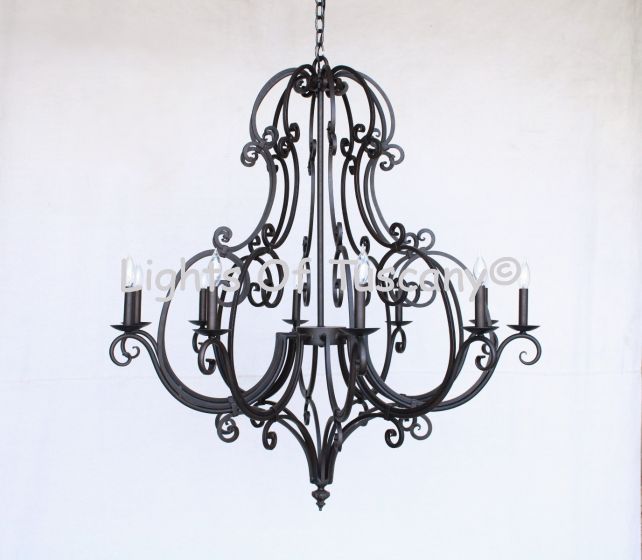 Mediterranean Style Chandelier, Transitional Chandelier, Wrought Iron Chandelier, Large Chandelier, Entryway Chandelier, Scroll Design Chandelier, Dining Room Chandelier, Great Room Chandelier, Decorative Chandelier, Spanish Chandelier, Tuscan Chandelier,