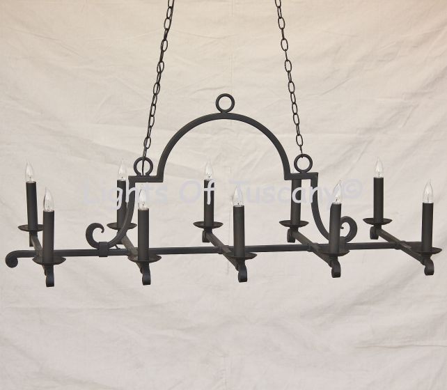 1548-10 Contemporary Spanish Wrought Iron Chandelier 