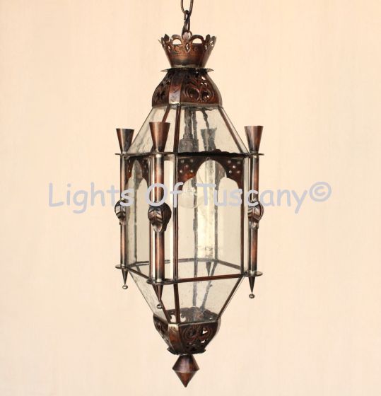 3053-1 Moorish Style Iron Indoor Hanging copper Lantern